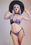 Miccostumes Trajes de baño para mujer Traje de baño con estampado de telaraña Traje de baño sexy Conjunto de bikini halter con pareo
