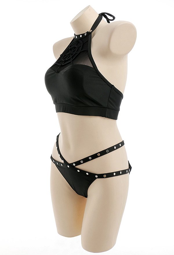 Miccostumes Trajes de baño para mujer Trajes de baño de estilo gótico Con estampado de telaraña Conjunto de bikini con top y pantalones cortos Miccostumes Trajes de baño para mujer Trajes de baño de estilo gótico Con estampado de telaraña Conjunto de bikini con top y pantalones cortos