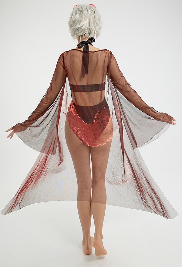 Miccostumes Swimsuits Femme Maillot de Bain Une Pièce Justaucorps de Style Vampire avec Dos Nu avec Veste