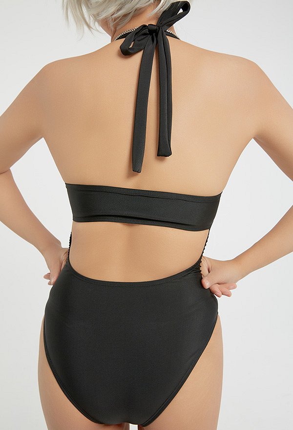 Miccostumes Swimsuits Femme Maillot de Bain Une Pièce Justaucorps de Style Vampire avec Dos Nu avec Veste