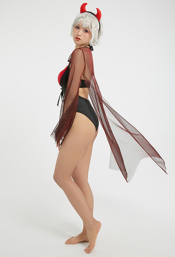 Miccostumes Swimsuits Femme Maillot de Bain Une Pièce Justaucorps de Style Vampire avec Dos Nu avec Veste