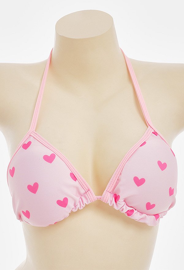 Miccostumes Swimsuits Bikini avec Impression de Cœur Rose Deux Pièces