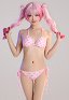 Miccostumes Swimsuits Bikini avec Impression de Cœur Rose Deux Pièces