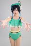 Miccostumes Swimsuits Venti Two-Piece Swimsuit Green Prints Bathing Suit Ruffle Falbala Top and High Waist Style Panty Swimwear