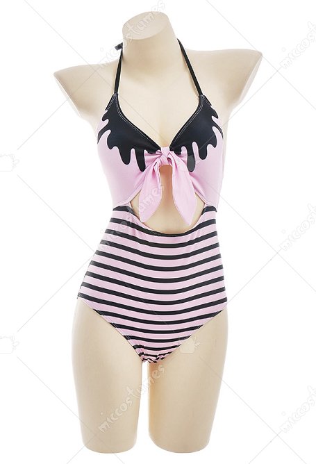 Maillot de Bain Justaucorps avec Rayures Cosplay Costume