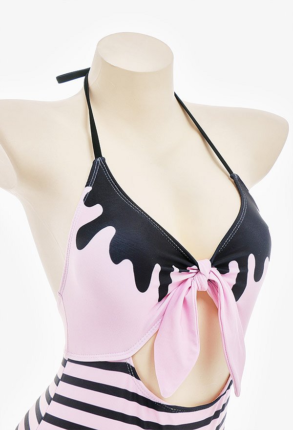 Maillot de Bain Justaucorps avec Rayures Cosplay Costume