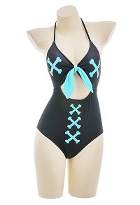 Maillot de Bain Justaucorps avec Impression de Croix d'Os Cosplay Costume