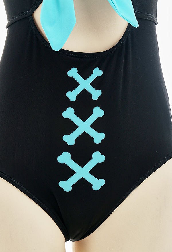 Bones Cutout One-Piece Swimsuit Halter Bathing Suit