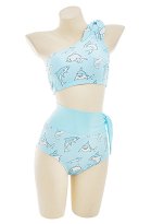 Maillot de Bain Bleu avec Impression des Requins Cosplay Costume Deux Pièces à une Épaule Maillot de Bain Bleu avec Impression des Requins Cosplay Costume Deux Pièces à une Épaule