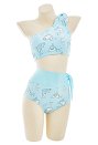 Miccostumes Swimsuits for Women One-Shoulder Bathing Suit Shark Pattern Two Piece Swimwear
