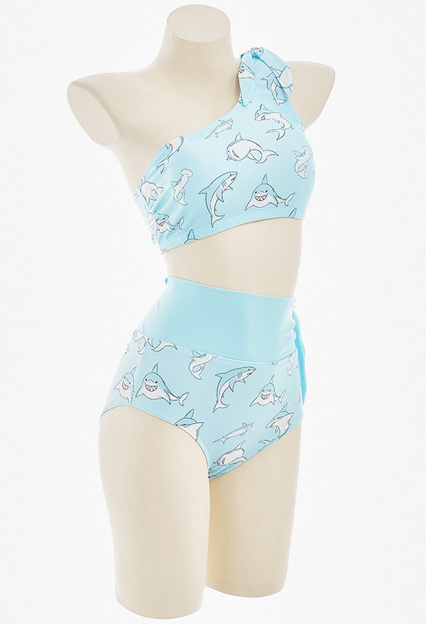 Miccostumes Swimsuits for Women One-Shoulder Bathing Suit Shark Pattern Two Piece Swimwear Miccostumes Swimsuits for Women One-Shoulder Bathing Suit Shark Pattern Two Piece Swimwear