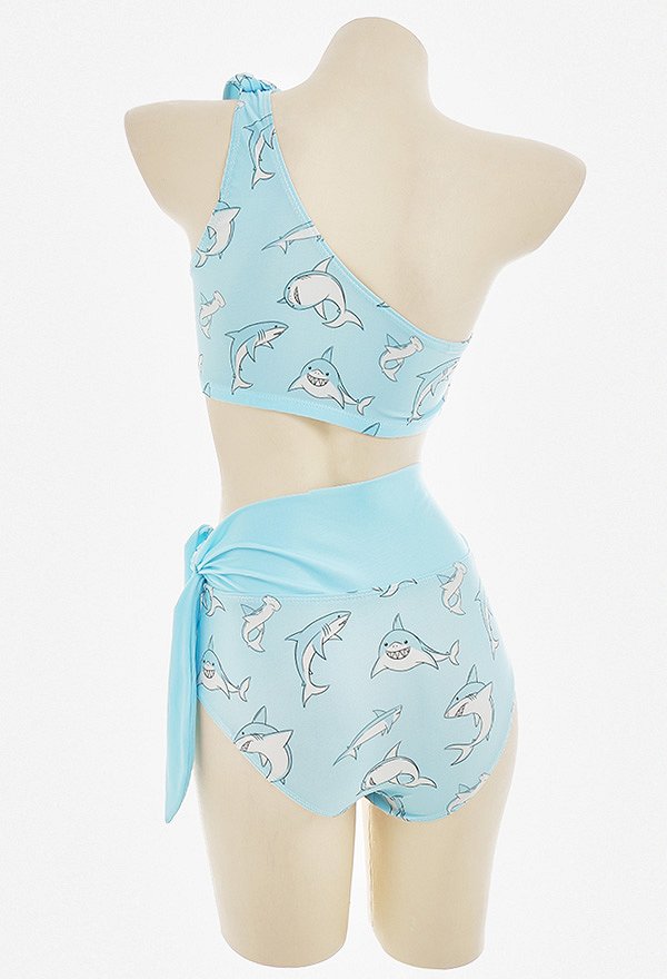 Miccostumes Swimsuits for Women One-Shoulder Bathing Suit Shark Pattern Two Piece Swimwear Miccostumes Swimsuits for Women One-Shoulder Bathing Suit Shark Pattern Two Piece Swimwear