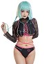 Miccostumes Swimsuits for Women Steampunk Style Bathing Suit Cross Lace-up Two-Piece Swimwear with Cover-up