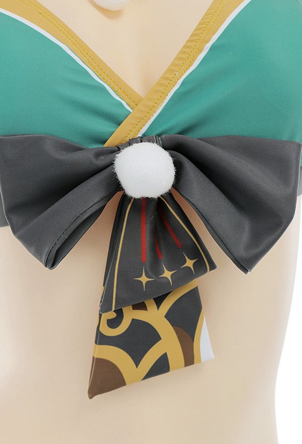 Miccostumes Trajes de baño Ms Hina Gorou Conjunto de bikini derivado Top con lazo y braguita Traje de baño de dos piezas con kimono Haori y gargantilla