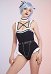 Miccostumes Swimsuits Kawaii Gothic Swimsuit Crisscross Rüschen in Schwarz