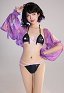 Miccostumes Trajes de baño para mujer Traje de baño kawaii Conjunto de bikini con estampado de conejito y pareo de gasa