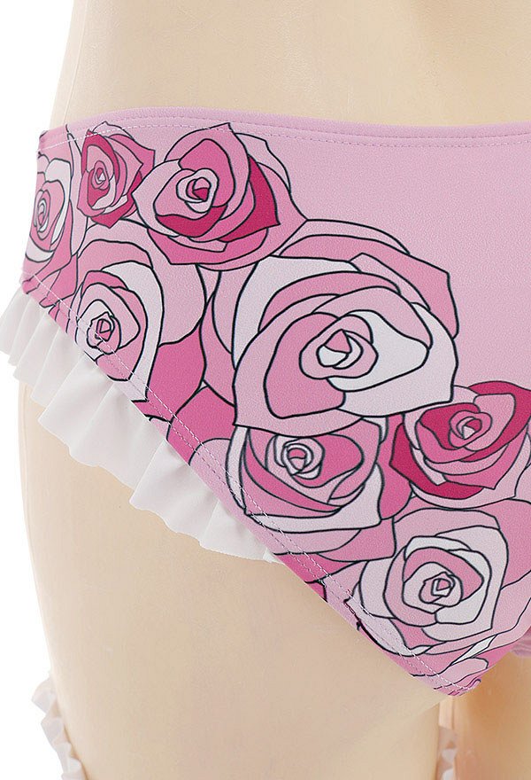 Miccostumes Swimsuits Sportlicher Bikini Rose Herz Muster mit Rüschen Miccostumes Swimsuits Sportlicher Bikini Rose Herz Muster mit Rüschen