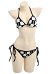 Halter Bikini Set Black White Plaid Pattern Two Piece Bathing Suit Beach Swimsuit