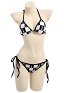 Halter Bikini Set Black White Plaid Pattern Two Piece Bathing Suit Beach Swimsuit