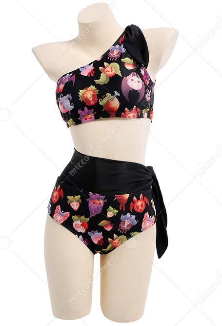 Erdbeer Teufel Swimsuit Bademode Einschultriges Badeanzug Hoher Taille Bikini Höschen
