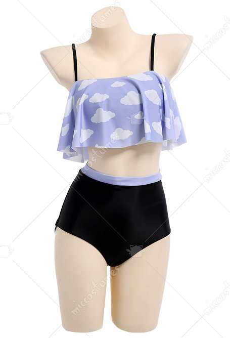 Maillots de bain Miccostumes pour femmes Maillots de bain imprimés nuages Ensemble bikini avec haut à volants et short
