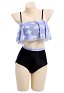 Miccostumes Trajes de baño para mujer Estampados de nubes Trajes de baño Conjunto de bikini con top con volantes y pantalones cortos
