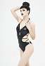 Devil Fashion Gothic Sexy Swimsuit Bodysuit Neckholder Taillen Cutout Schnürung Badeanzug