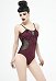 Devil Fashion Gothic Style Swimsuit Sexy Halter Dark Red Bathing Suit Waist See-Through One-Piece Swimwear