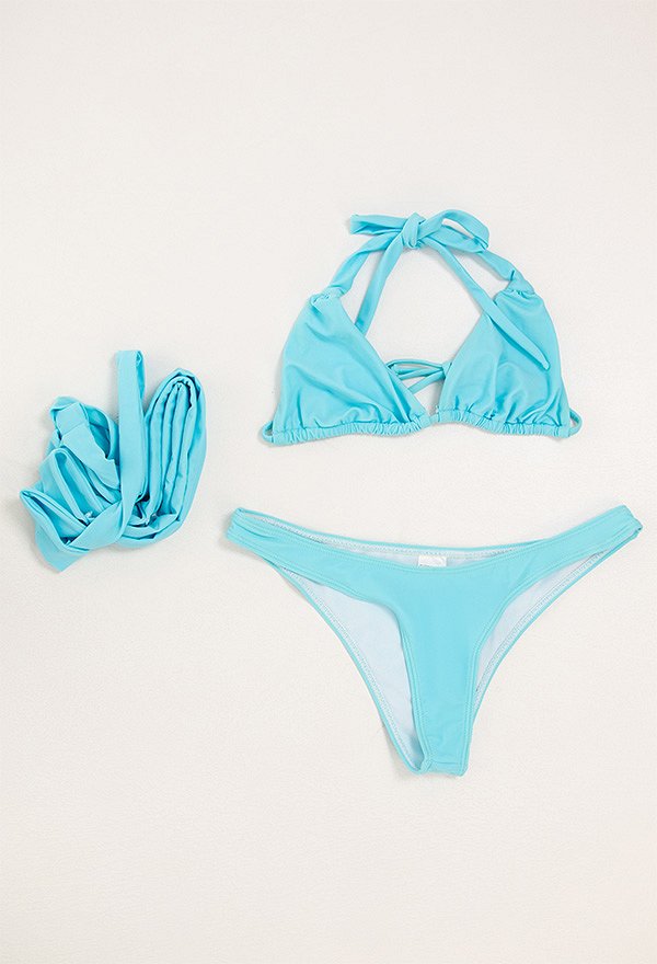 Women Two-piece Swimsuit Halter Bikini Set with Waist Leg Harness Bathing Suit Lace-Up Swimwear Women Two-piece Swimsuit Halter Bikini Set with Waist Leg Harness Bathing Suit Lace-Up Swimwear