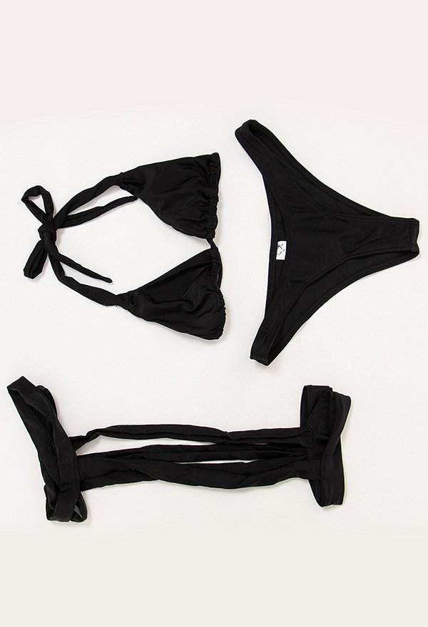 Women Two-piece Swimsuit Halter Bikini Set with Waist Leg Harness Bathing Suit Lace-Up Swimwear Women Two-piece Swimsuit Halter Bikini Set with Waist Leg Harness Bathing Suit Lace-Up Swimwear