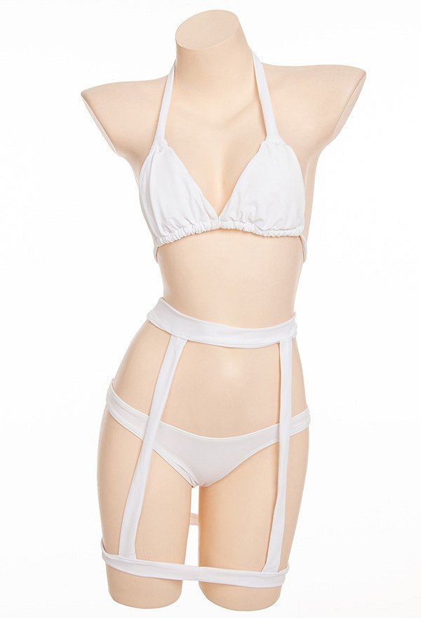 Women Two-piece Swimsuit Halter Bikini Set with Waist Leg Harness Bathing Suit Lace-Up Swimwear Women Two-piece Swimsuit Halter Bikini Set with Waist Leg Harness Bathing Suit Lace-Up Swimwear