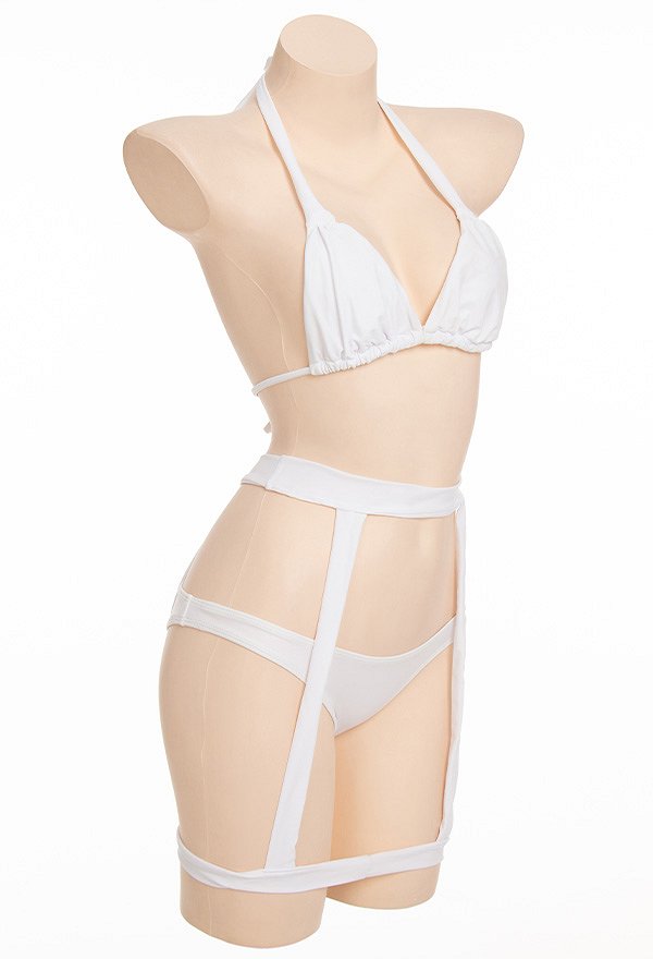 Women Two-piece Swimsuit Halter Bikini Set with Waist Leg Harness Bathing Suit Lace-Up Swimwear Women Two-piece Swimsuit Halter Bikini Set with Waist Leg Harness Bathing Suit Lace-Up Swimwear