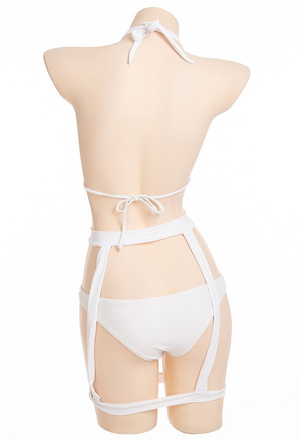 Women Two-piece Swimsuit Halter Bikini Set with Waist Leg Harness Bathing Suit Lace-Up Swimwear Women Two-piece Swimsuit Halter Bikini Set with Waist Leg Harness Bathing Suit Lace-Up Swimwear