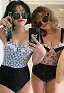Sexy Bikini Blumen Kawaii Swimsuit Bandeau Top Geknoteter High Waist Badeanzug