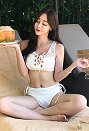 Women Two-piece Swimsuit Lace Print Bikini Set Bathing Suit Swimwear