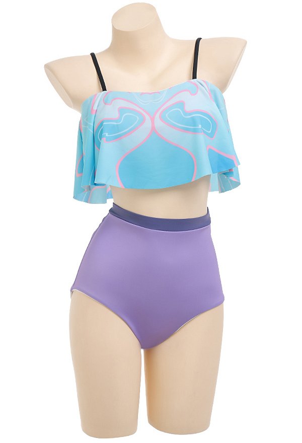 Xiao Derivative Swimsuits for Women Bathing Suit Ruffle Decorated Top and High Waist Panty Set Two Piece Swimwear Xiao Derivative Swimsuits for Women Bathing Suit Ruffle Decorated Top and High Waist Panty Set Two Piece Swimwear
