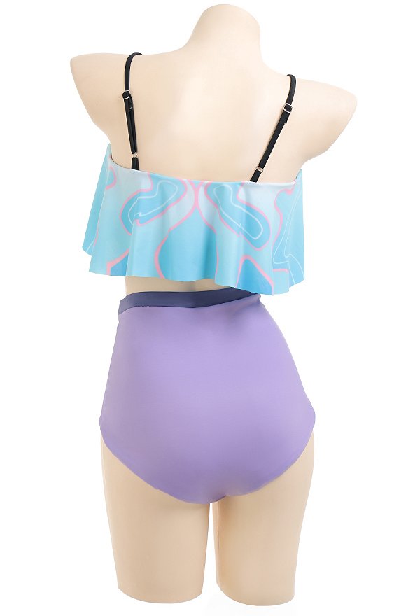 Xiao Derivative Swimsuits for Women Bathing Suit Ruffle Decorated Top and High Waist Panty Set Two Piece Swimwear Xiao Derivative Swimsuits for Women Bathing Suit Ruffle Decorated Top and High Waist Panty Set Two Piece Swimwear
