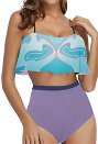 Xiao Derivative Swimsuits for Women Bathing Suit Ruffle Decorated Top and High Waist Panty Set Two Piece Swimwear