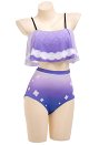 Raiden Shogun Derivative Swimsuits for Women Bathing Suit Flower Ruffle Decorated Top and High Waist Panty Set Two Piece Swimwear