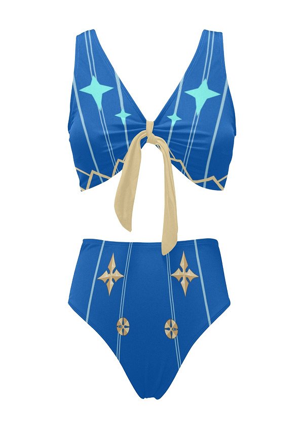 Sucrose Derivative Swimsuits for Women Chest Bowknot Bikini Swimwear Halter Top and Bottoms Bikini Sets