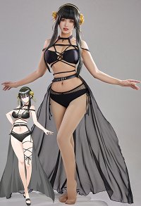 Yor Derivative Bikini Set Swimsuit Lace-up Two-Piece Bathing Suit Swimwear with Chiffon wrap Skirt and Headband
