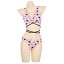 Miccostumes Swimsuits for Women Pink Skull Cat Pattern Swimwear Sexy Bathing Suit Cross Lace-up Bikini Sets