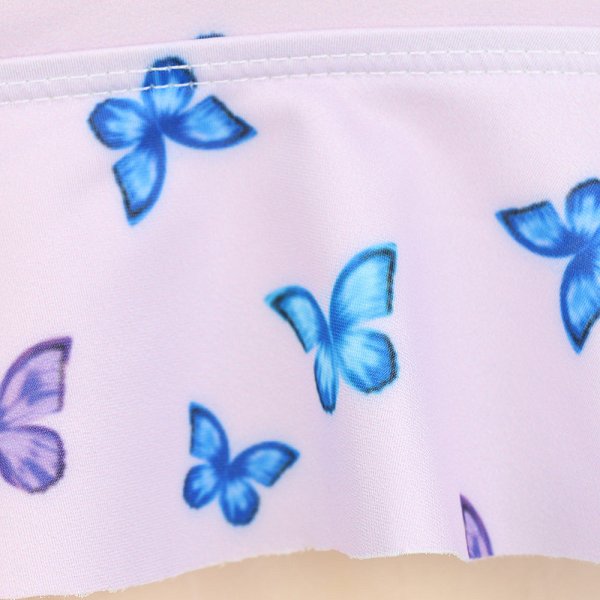 Trajes de baño Miccostumes para mujer Bikini con estampado de mariposas y volantes en el bajo Top halter y braguita Conjuntos de bikini Trajes de baño Miccostumes para mujer Bikini con estampado de mariposas y volantes en el bajo Top halter y braguita Conjuntos de bikini