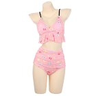 Maillots de bain Miccostumes pour femmes Maillot de bain bikini à motif lapin lunaire avec haut dos nu à volants et bas Bikini complet
