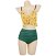 Miccostumes Swimsuits for Women Cactus Pattern Bikini Swimwear with Ruffle Hem Halter Top and Bottoms Bikini Sets