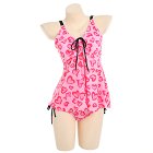 Miccostumes Swimsuits for Women Front Lace-up Bathing Suit Pink Heart Leopard Prints Two Piece Tankini Loose Fit Swimwear Miccostumes Swimsuits for Women Front Lace-up Bathing Suit Pink Heart Leopard Prints Two Piece Tankini Loose Fit Swimwear