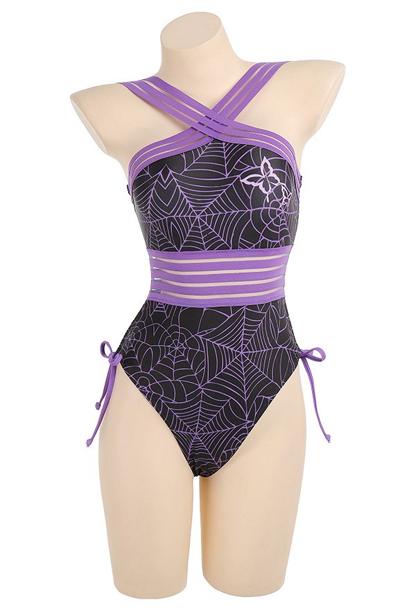 Miccostumes Damen Punk Spinnennetz Swimsuit Bademode Crisscross Kordelzug Badeanzug Miccostumes Damen Punk Spinnennetz Swimsuit Bademode Crisscross Kordelzug Badeanzug