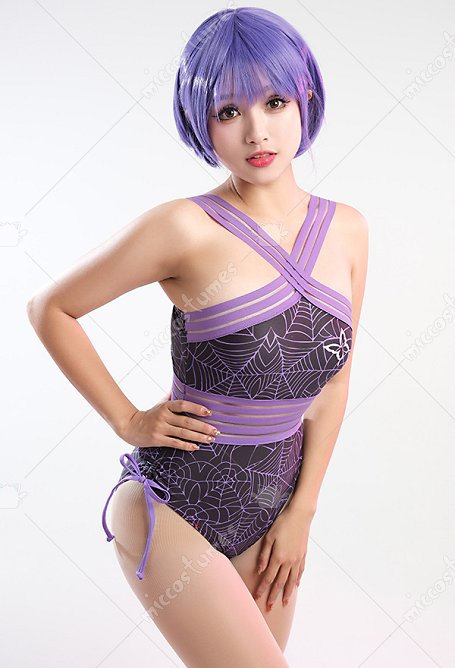Maillot de bain une pièce Miccostumes pour femmes motif papillon gothique violet et toile d'araignée maillot de bain dos nu maillot de bain taille creuse