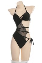 Miccostumes Gothic Sexy Swimsuits for Women Halter Mesh Cutout One-Piece Swimsuit Tummy Control Bathing Suit Miccostumes Gothic Sexy Swimsuits for Women Halter Mesh Cutout One-Piece Swimsuit Tummy Control Bathing Suit