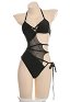 Maillots de bain gothiques sexy pour femmes Miccostumes Maillot de bain une pièce dos nu en maille ajourée Maillot de bain gainant